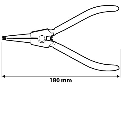 Zégergyűrű fogó 180mm, külső, egyenes, CRMO, 19-60mm, csúcs átmérő 1.8-2.5mm