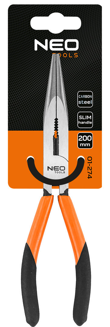 Hosszúcsőrű fogó 200mm, Slim széria, keskenyített fogantyú
