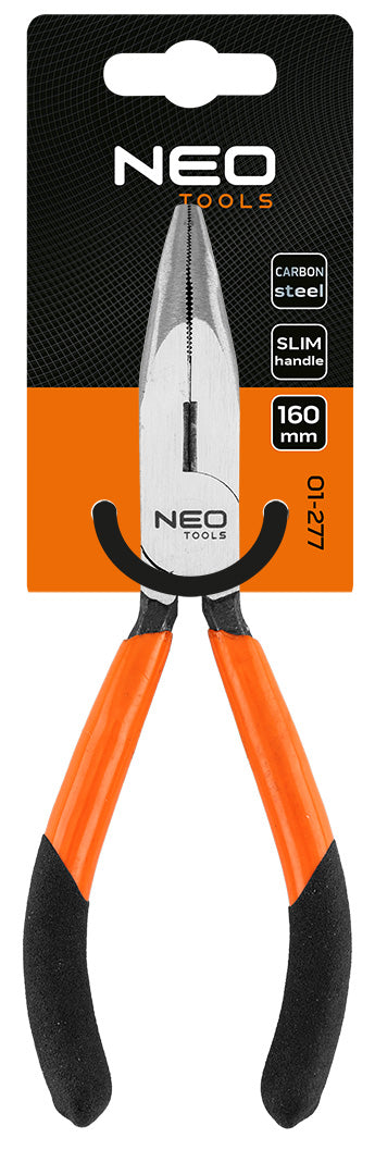 Hajlított csőrű fogó 160mm, Slim széria, keskenyített fogantyú