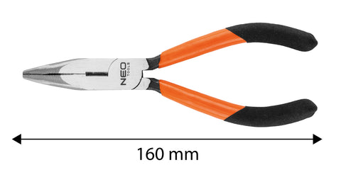Hajlított csőrű fogó 160mm, Slim széria, keskenyített fogantyú