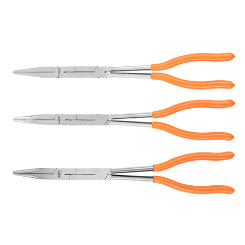 Duplacsuklós fogó klt., egyenes-hajlított-lapos, 330mm, 3db-os, CRV