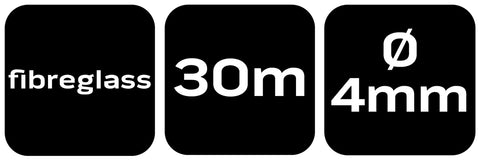 Behúzószalag, 30mx4mm ABS anyag, műanyag ház, vezetékrögzítő hurok