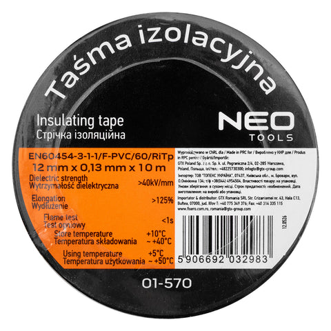 Szigetelőszalag 12x0,13mm, 10m, fekete