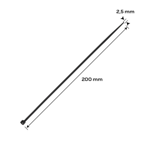 NEO TOOLS 01-624 Kábelkötegelő, gyorskötöző, EXTREME, UV álló, fekete, 2,5x200mm, 100db/cs