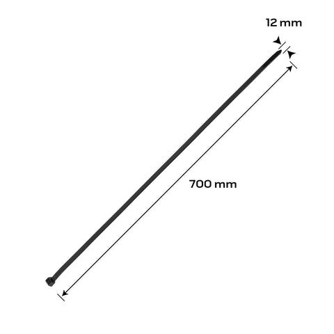 NEO TOOLS 01-645 Kábelkötegelő, gyorskötöző, EXTREME, UV álló, fekete, 12x700mm, 50db/cs