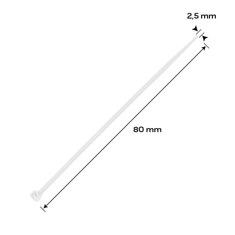 NEO TOOLS 01-646 Kábelkötegelő, gyorskötöző, EXTREME, UV álló, fehér, 2,5x80mm, 100db/cs