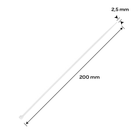 NEO TOOLS 01-650 Kábelkötegelő, gyorskötöző, EXTREME, UV álló, fehér, 2,5x200mm, 100db/cs