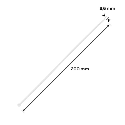 NEO TOOLS 01-653 Kábelkötegelő, gyorskötöző, EXTREME, UV álló, fehér, 3,6x200mm, 20db/cs