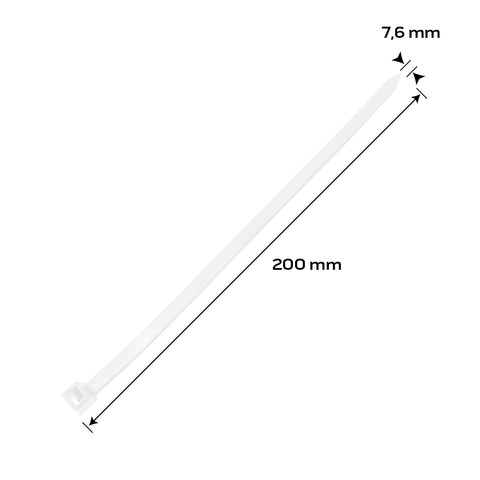NEO TOOLS 01-664 Kábelkötegelő, gyorskötöző, EXTREME, UV álló, fehér, 7,6x200mm, 50db/cs