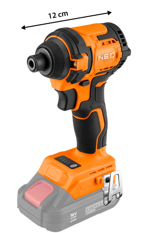 NEO TOOLS 04-612 Akkus szénkefementes ütvecsavarozó 1/4"(hatszög), Energy+, 18v, 300nm, akku nélkül!