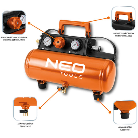 Akkus kompresszor ENERGY+ 18V, 8bar/3.8L, akku nélkül