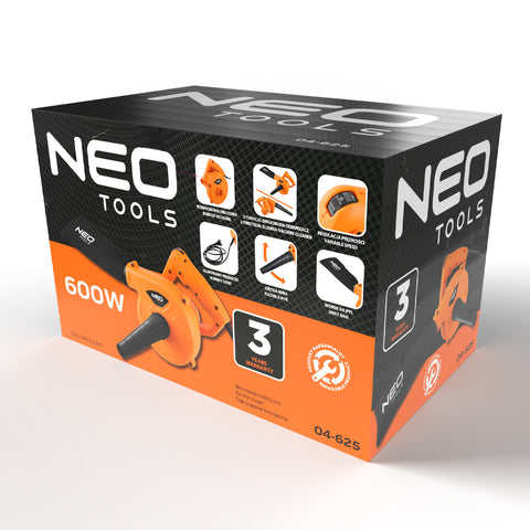 Lombfúvó és portalanító gép szívó funkcióval, gyűjtőzsákkal,  600W, 285km/óra légsbesség