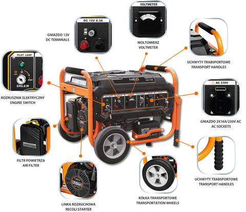 Áramfejlesztő, generátor, 2.8-3kW, 4 ütemű benzinmotorral