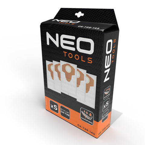 NEO TOOLS 04-739-145 Porzsák, 04-739 porszívóhoz, 5 db