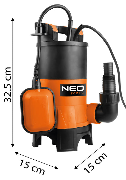 Szennyvízszivattyú, műanyag házas, 400W, 8000L/óra