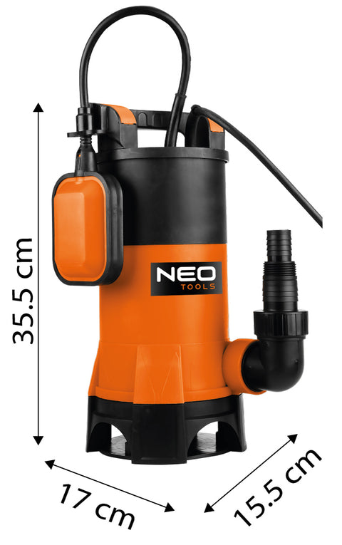 Szennyvízszivattyú, műanyag házas, 900W, 16000L/óra