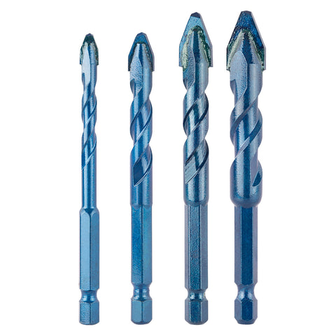 Univerzális keményfémlapkás fúrókészlet, 1/4" hatszög szárral, 6,8,10,12mm, 4db