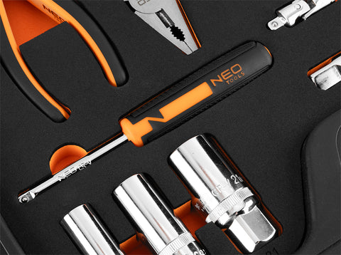 Szerszám és dugókulcs készlet, 1/4", 1/2", EVA habszivacs, műanyag koffer, 96db