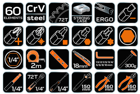 Szerszámkészlet, 60db