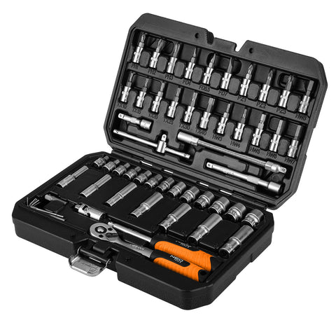 Dugókulcs és bit készlet, 1/4", matt felület, 55db
