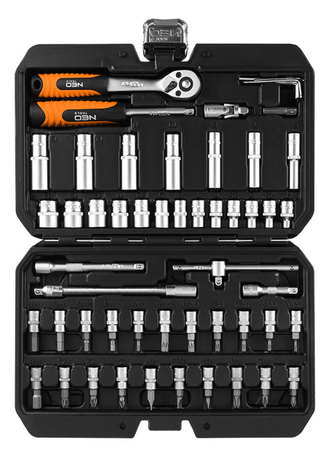 Dugókulcs és bit készlet, 1/4", matt felület, 55db