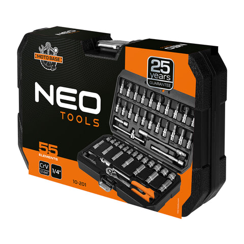 Dugókulcs és bit készlet, 1/4", matt felület, 55db