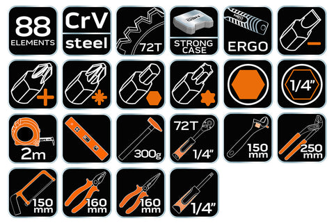 Szerszámkészlet, 88db