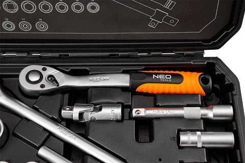 Dugókulcs és hajtószár készlet, matt felület, 25 db