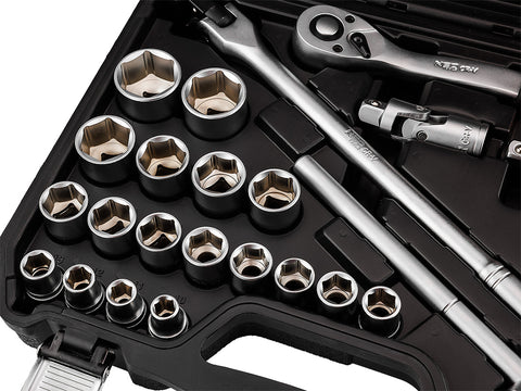 Dugókulcs és hajtószár készlet, matt felület, 25 db