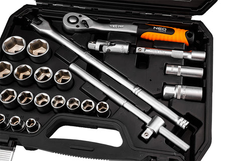 Dugókulcs és hajtószár készlet, matt felület, 25 db