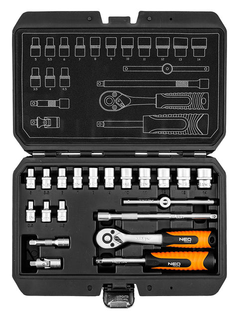 Dugókulcskészlet 1/4", matt felület, 20db