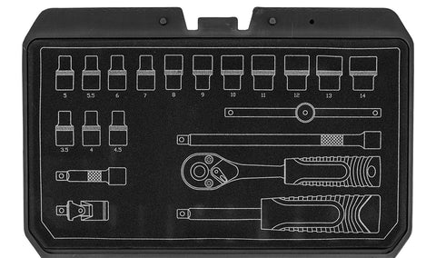 Dugókulcskészlet 1/4", matt felület, 20db