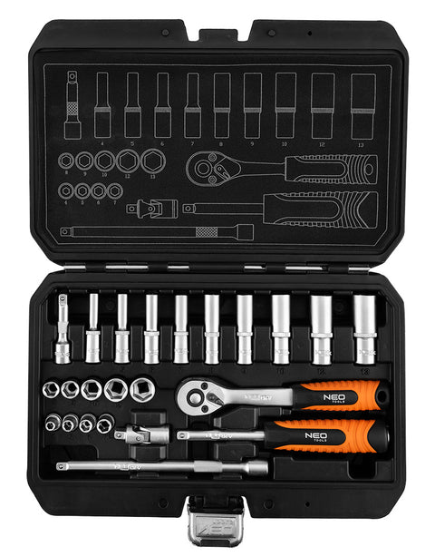 Dugókulcskészlet 1/4", matt felület, 23db