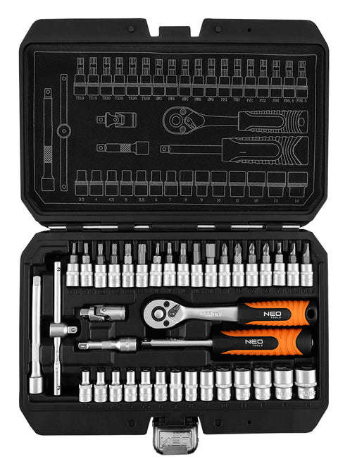 Dugókulcskészlet 1/4", matt felület, 38db