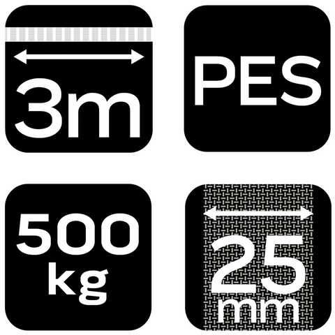 Rakományrögzítő racsnis heveder 3m/25mm, 500kg