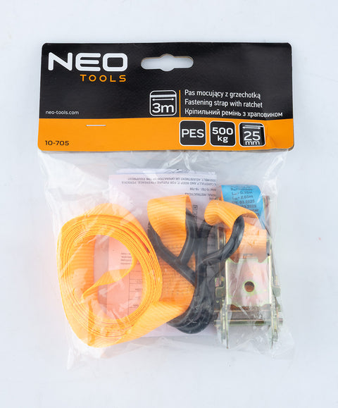 Rakományrögzítő racsnis heveder 3m/25mm, 500kg