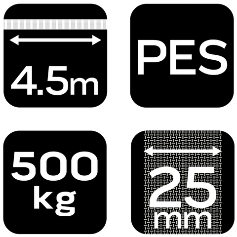 Rakományrögzítő racsnis heveder 4,5m/25mm, 500kg
