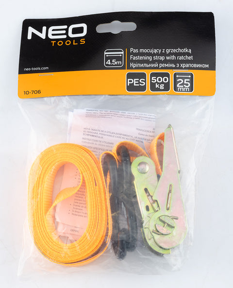 Rakományrögzítő racsnis heveder 4,5m/25mm, 500kg