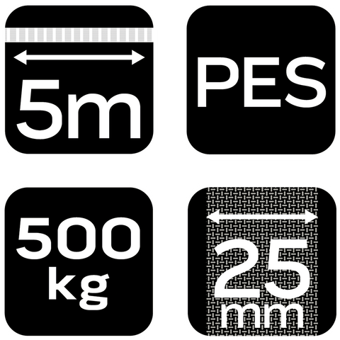 Rakományrögzítő racsnis heveder 5m/25mm, 500kg