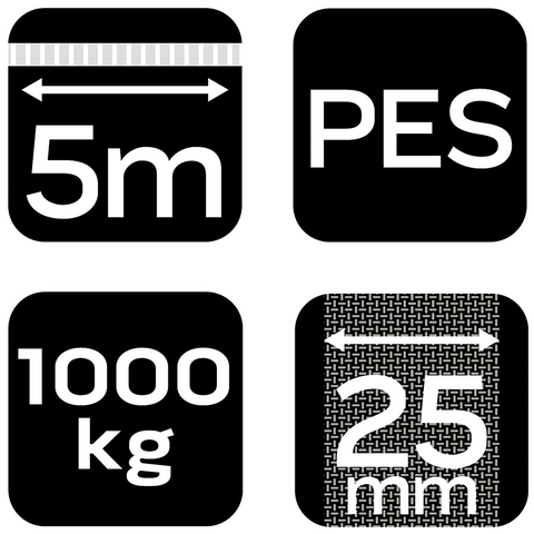 Rakományrögzítő racsnis heveder 5m/25mm, 1000kg