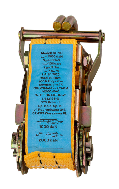 Rakományrögzítő racsnis heveder 6m/38mm, 2000kg