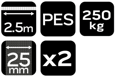 Rakományrögzítő heveder 2,5m/25mm, 2db/cs