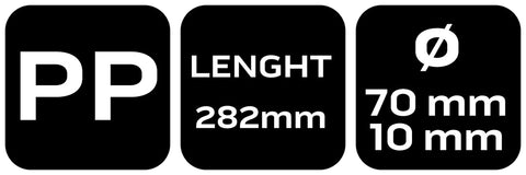 Tölcsér hosszú csőrrel, 282mm, 76mm tölcsérátmérő, műanyag