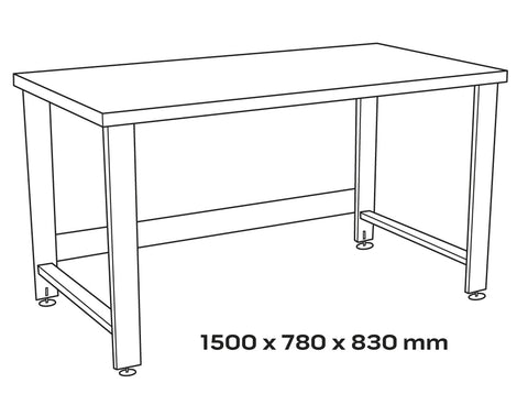 Állítható munkapad, munkaasztal, 1500x780x830mm