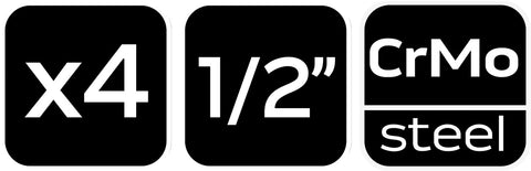 Dugókulcskészlet alufelnihez, vékonyfalú, 1/2", 4db (17, 19, 21, 22mm), CRMO