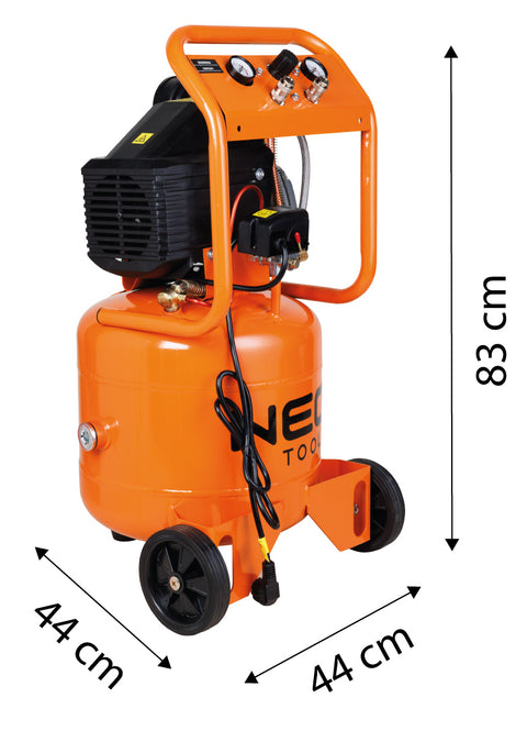 Kompresszor, 40L, álló, 8bar, 169l/perc, 2 csatlakozó, 2 nyomásmérő, olajkenésű