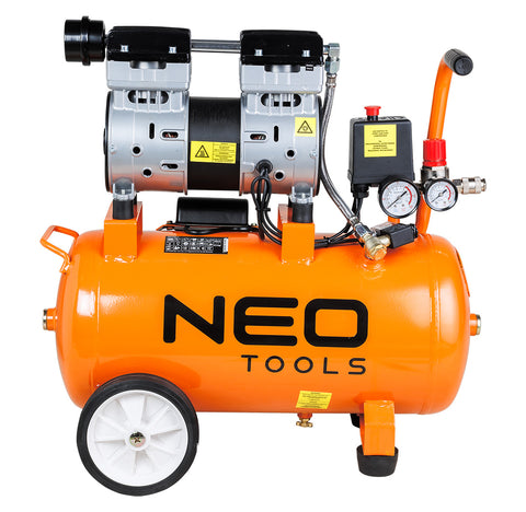 Kompresszor, 24L, 8 bar, 125l/perc, extra csendes, kefementes motorral, olajmentes, 80db