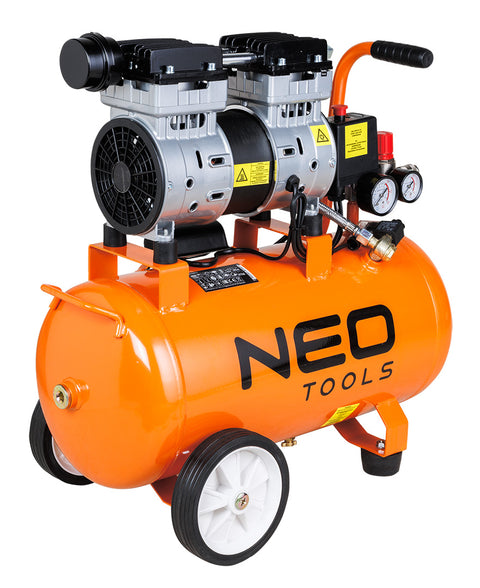 Kompresszor, 24L, 8 bar, 125l/perc, extra csendes, kefementes motorral, olajmentes, 80db
