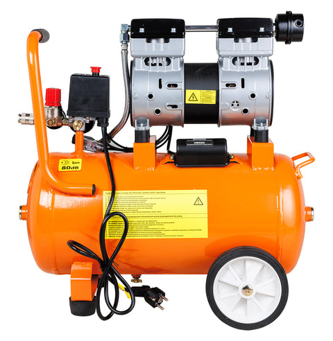 Kompresszor, 24L, 8 bar, 125l/perc, extra csendes, kefementes motorral, olajmentes, 80db