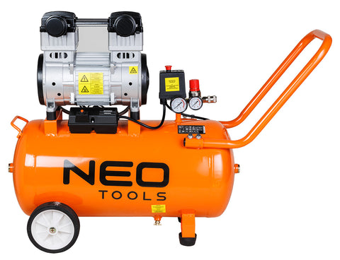 Kompresszor 50L, 8 bar, 180L/perc,  extra csendes, kefementes motorral, olajmentes, 80Db